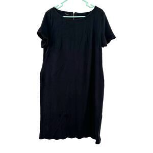 Talbots Size 1X Dress Black Tee Shirt Dress Short Sleeve Zipper‎ Back Sheath
